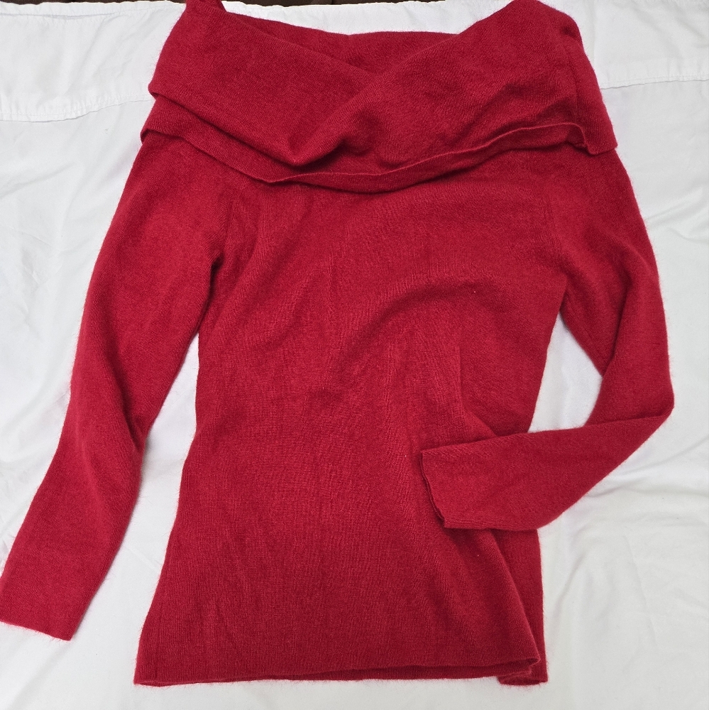 Women's Red Off-Shoulder Sweater